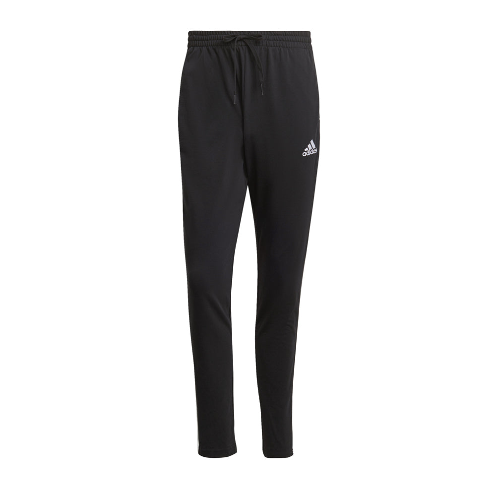 ADIDAS MEN'S ESSENTIALS SINGLE JERSEY TAPERED OPEN HEM 3-STRIPES PANTS
