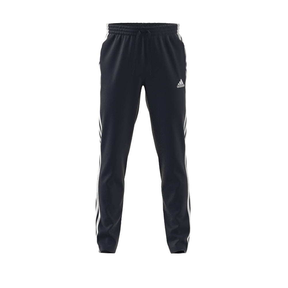 ADIDAS MEN'S ESSENTIALS SINGLE JERSEY TAPERED OPEN HEM 3-STRIPES PANTS