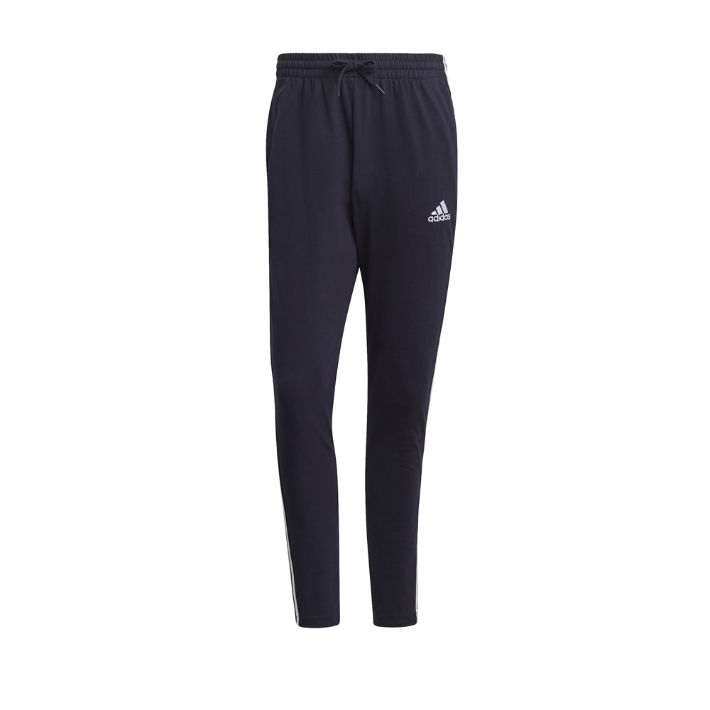 ADIDAS MEN'S ESSENTIALS SINGLE JERSEY TAPERED OPEN HEM 3-STRIPES PANTS