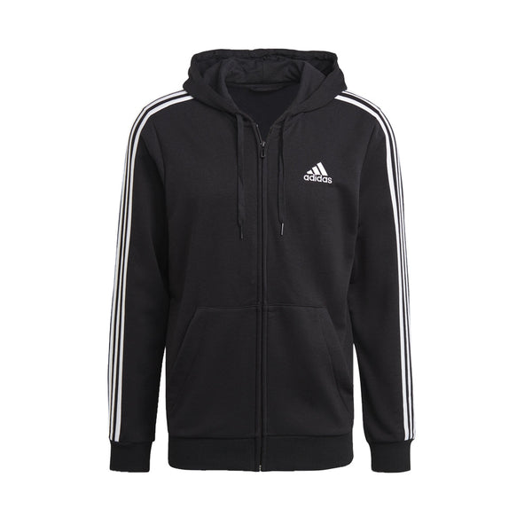 ADIDAS MEN'S ESSENTIALS FRENCH TERRY 3-STRIPES FULL-ZIP HOODIE